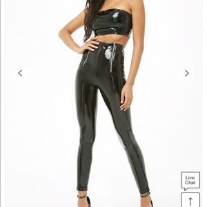 High-Rise Faux Patent Leather Pants